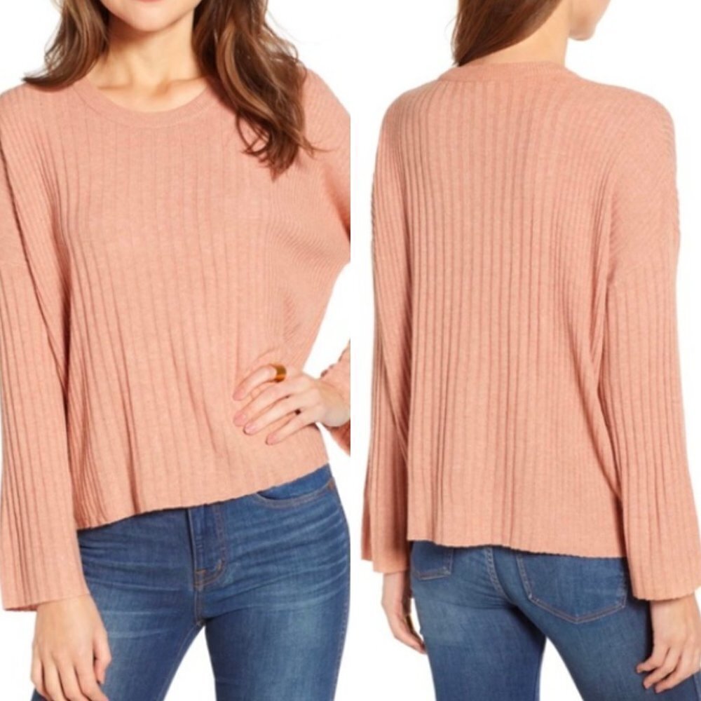 🦋 MADEWELL Relaxed Ribbed Sweater Heather Rose Top Small